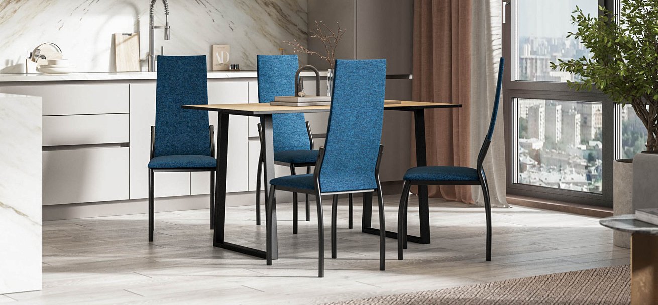 Стул АСТИ NEW 2 шт. рогожка Malmo синий К., черный - купить в Озерце