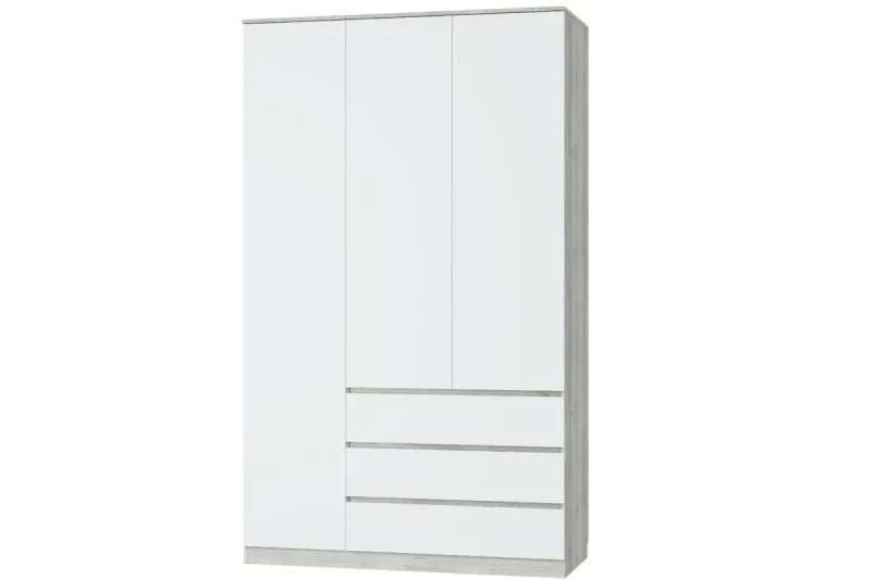 Шкаф 3х-дверный Лори (Дуб Серый/Белый) в мебель-центре Озерцо