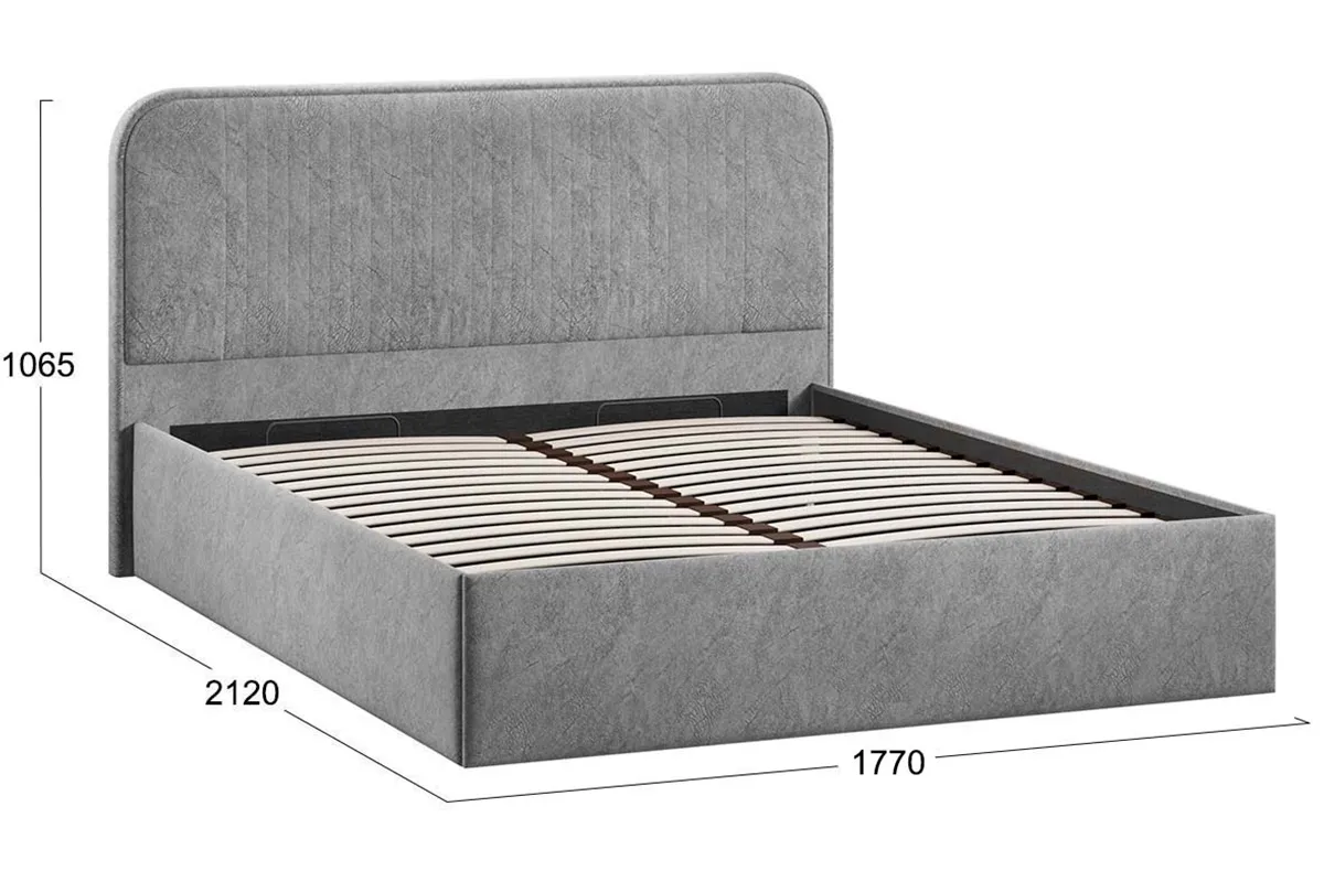 Кровать Тиффани Тип 1 с ПМ и заглушиной 160х200 (Микровелюр/Wellmart Silver) - купить в Озерце