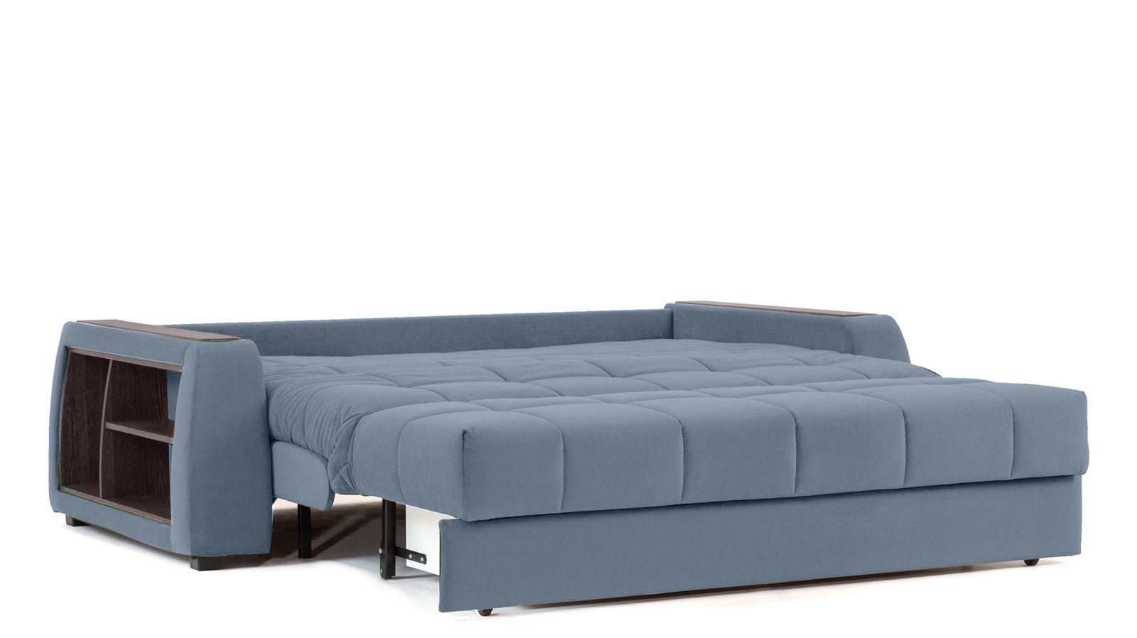 Диван - кровать Domo Pro с полками цвета венге, стежка квадрат, ткань Casanova Ice 180x216 — в мебель-центре Озерцо