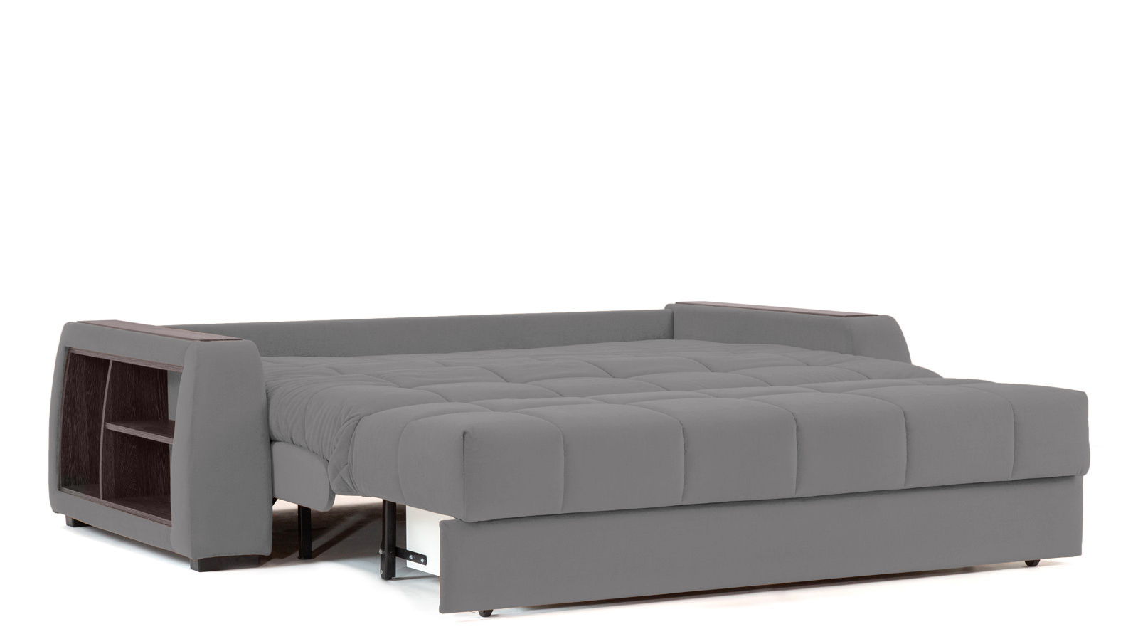Диван - кровать Domo Pro с полками цвета венге, стежка квадрат, ткань Sky Velvet 08 140x216 — в мебель-центре Озерцо