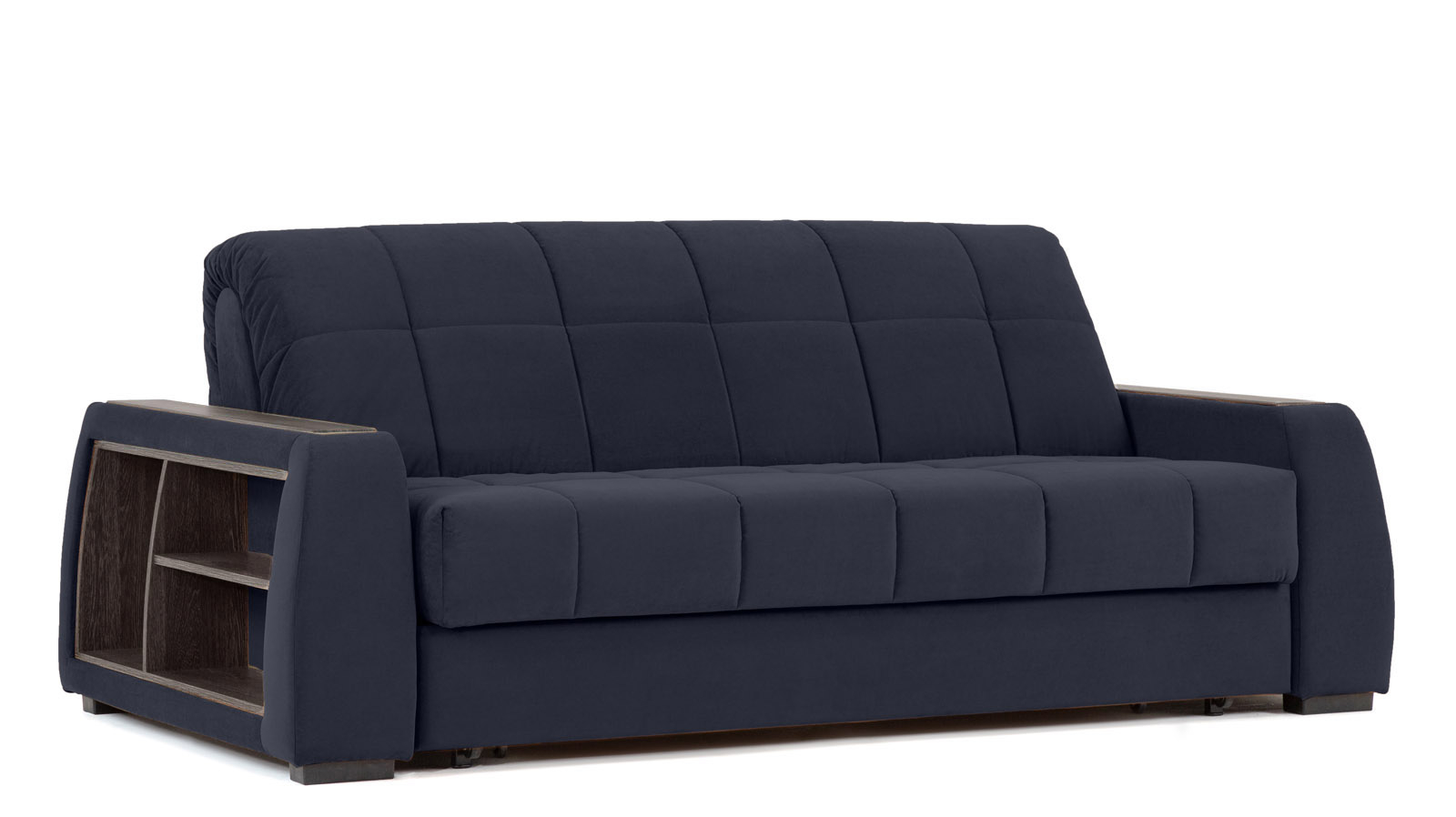 Диван - кровать Domo Pro с полками цвета венге, стежка квадрат, ткань Casanova Scandy 180x216 — в мебель-центре Озерцо
