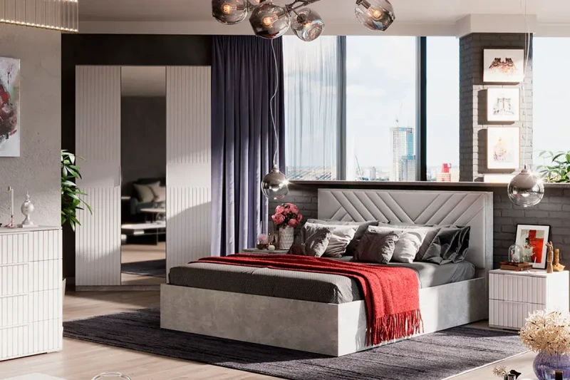 Спальный гарнитур Хилтон №1 (Ателье светлый/Белый) - купить в Озерце