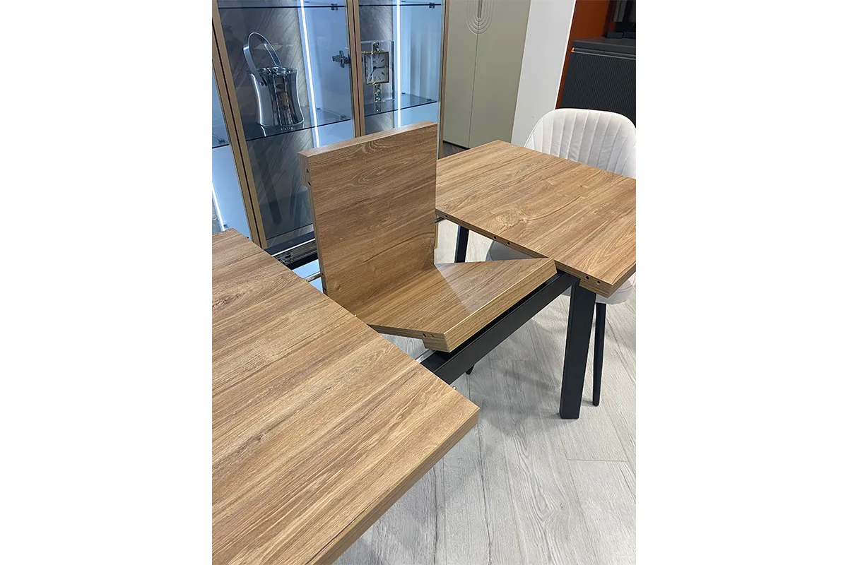 Стол обеденный Канзас 1200 (вставка 320) (Дуб Кунео Egger / Металл черный) - купить в Озерце