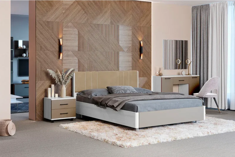 Спальня Грейс комплект 7 (Снежный Ясень/Латте Матовый) - купить в Озерце