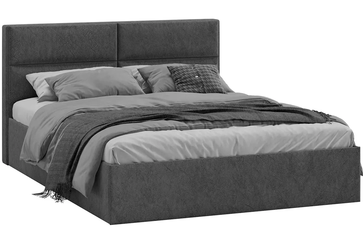 Кровать универсальная Глосс с ПМ Тип 1 и заглушиной (Микровелюр/Wellmart Graphite) - купить в Озерце