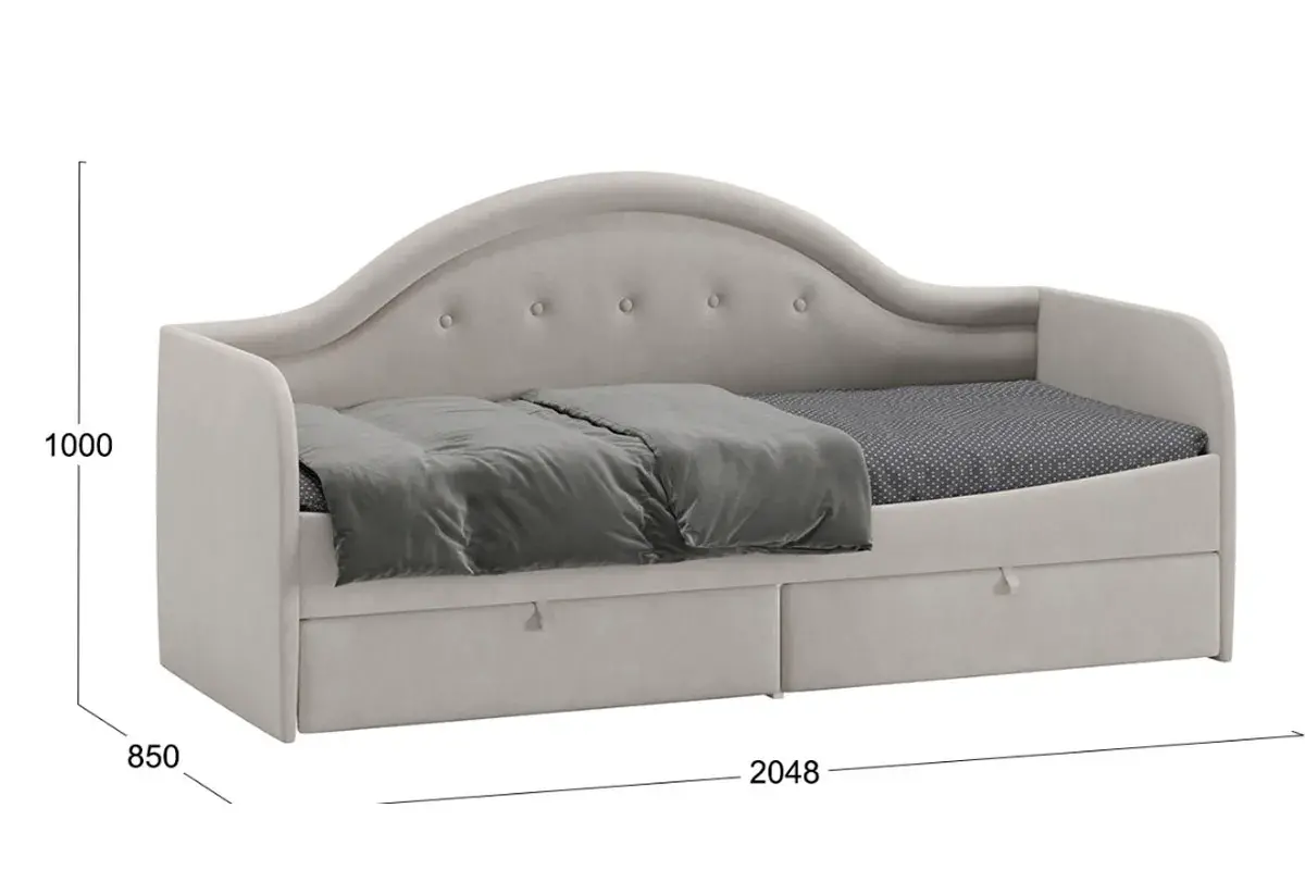 Кровать Адель с мягкой спинкой тип 1 (Велюр/Мокко светлый) - купить в Озерце