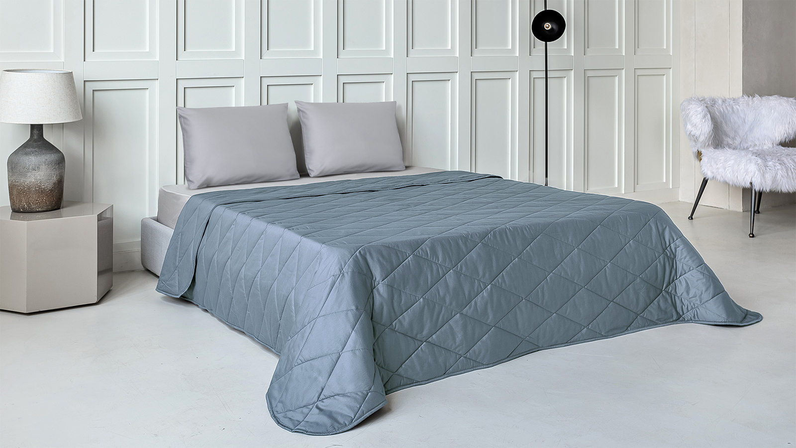 Покрывало хлопковое Askona Cotton Sateen, цвет: Небесный 220x240 в мебель-центре Озерцо