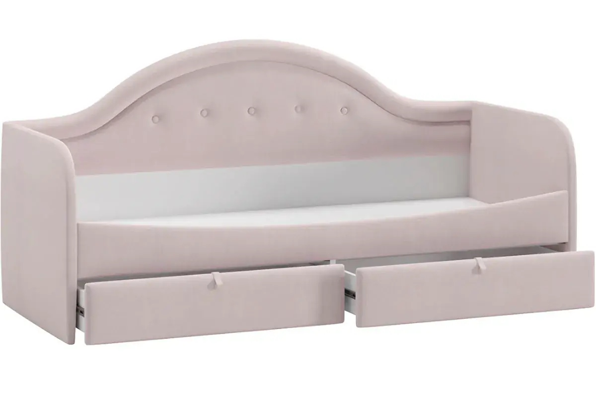 Кровать Адель с мягкой спинкой тип 1 (Велюр пудровый) - купить в Озерце