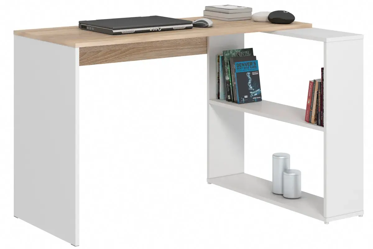 Стол письменный Лаки тип 3 (Дуб Сонома/Белый) — Мебель-центр Озерцо