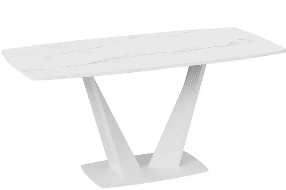 Стол раздвижной Тип 1 Фабио (Белый матовый/Стекло матовое белый мрамор) - купить в Озерце