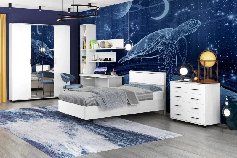 Детская Грейс композиция 10 (Снежный Ясень/Белый Бриллиант Глянцевый) — Мебель-центр Озерцо