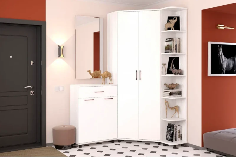 Прихожая Грейс комплект 6 (Снежный Ясень/Белый Бриллиант Глянцевый) — Мебель-центр Озерцо