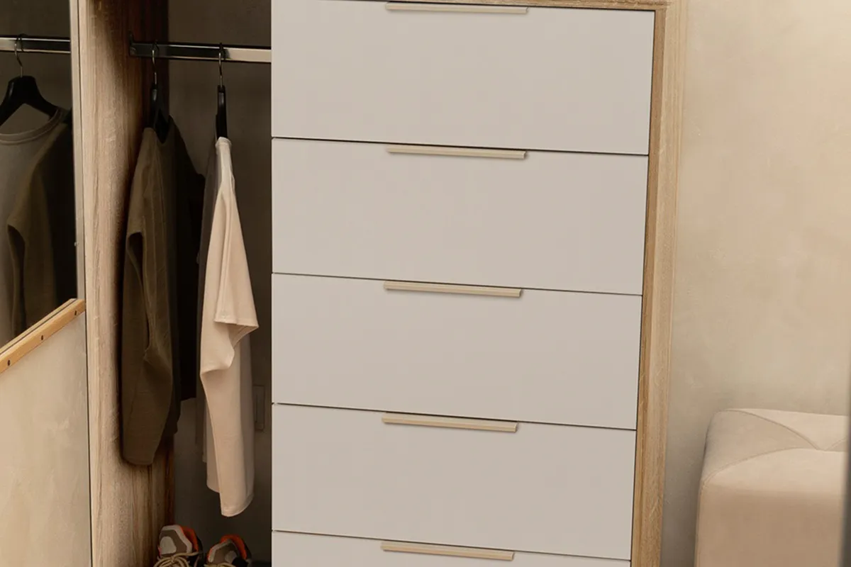 Комод комбинированный Нуар Тип 1 (Дуб Сонома/Белый Ясень) — Мебель-центр Озерцо