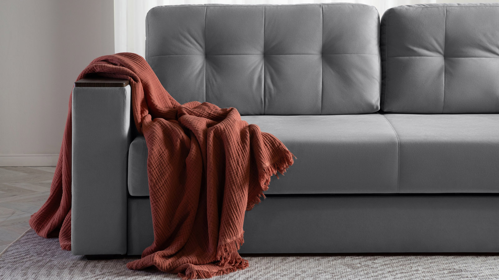 Диван - кровать Loko Pro с хранением в подлокотниках, ткань Sky Velvet 16 113x243 — купить в Озерце