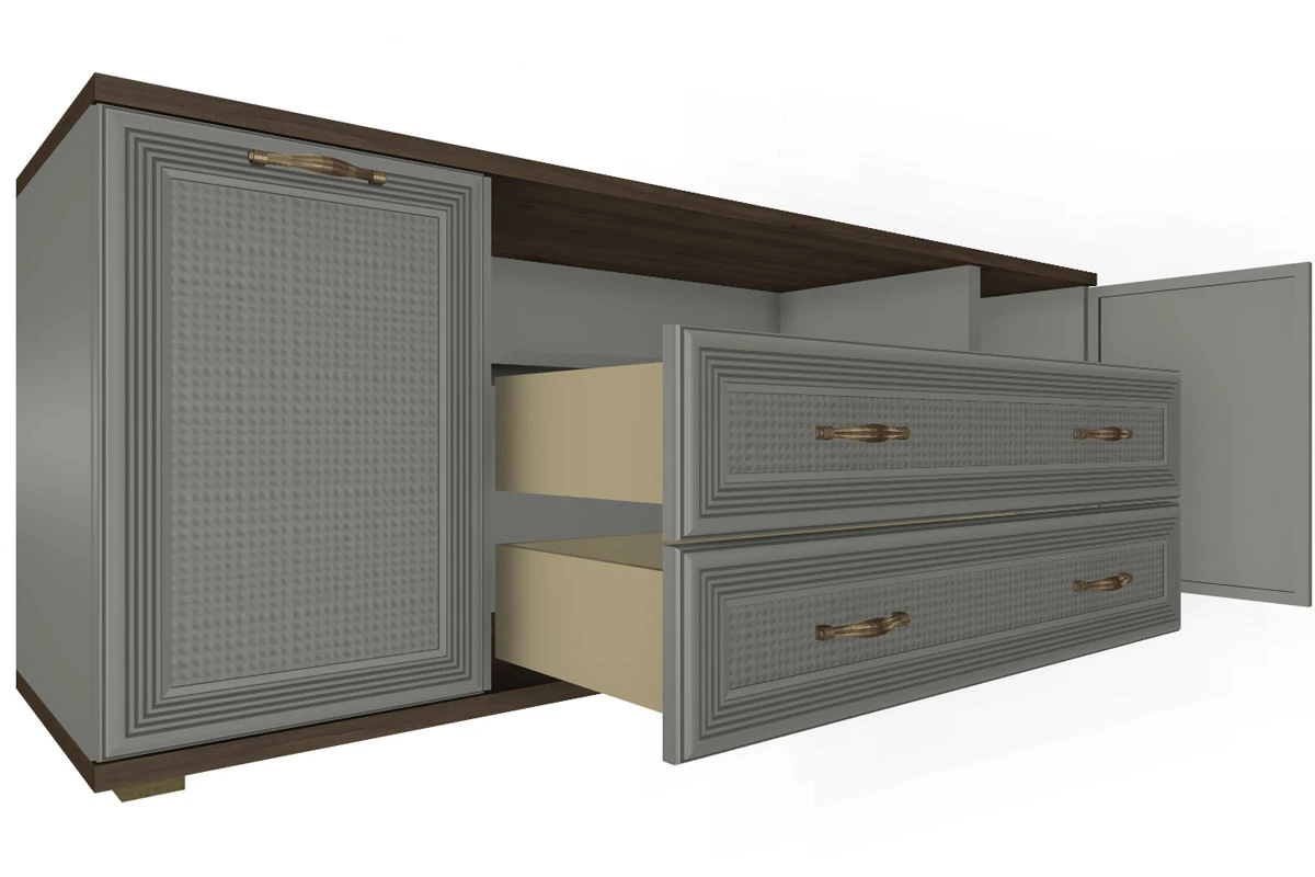 Тумба ТБ-1021-ГТ-СО (Гикори Джексон Темный/Серый Оникс) — Мебель-центр Озерцо