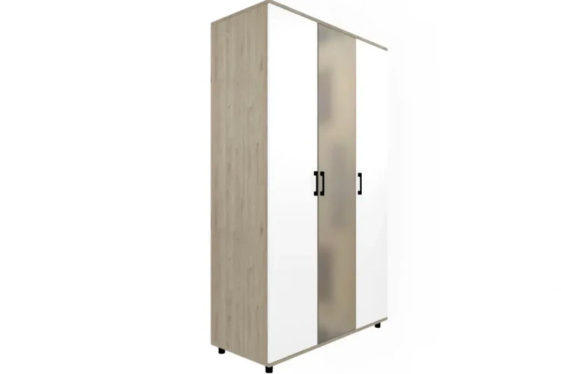 Шкаф для одежды и белья ШК-5001-ГС-БГ (Гикори Джексон Светлый/Белый Бриллиант Глянцевый) в мебель-центре Озерцо