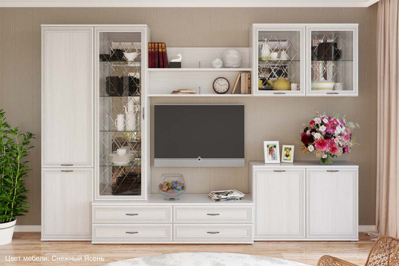 Гостиная Карина-8 (Снежный Ясень) — Мебель-центр Озерцо