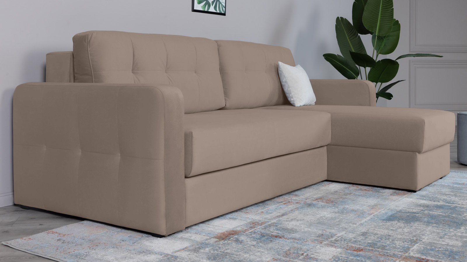 Диван -кровать угловой Loko Pro с широкими подлокотниками, с матрасом комбинированной жесткости, Тк. Sky Velvet 17 170x244 — купить в Озерце