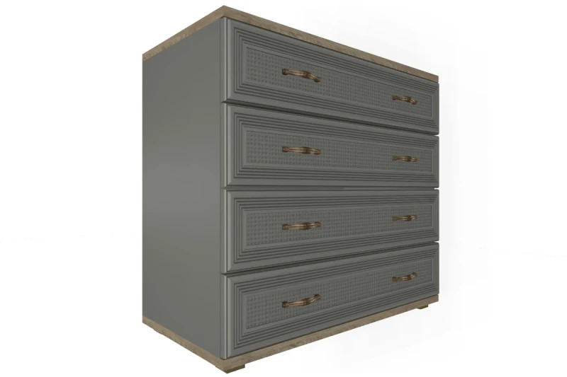 Комод КМ-1001-ГС-СО (Гикори Джексон Светлый/Серый Оникс) — Мебель-центр Озерцо