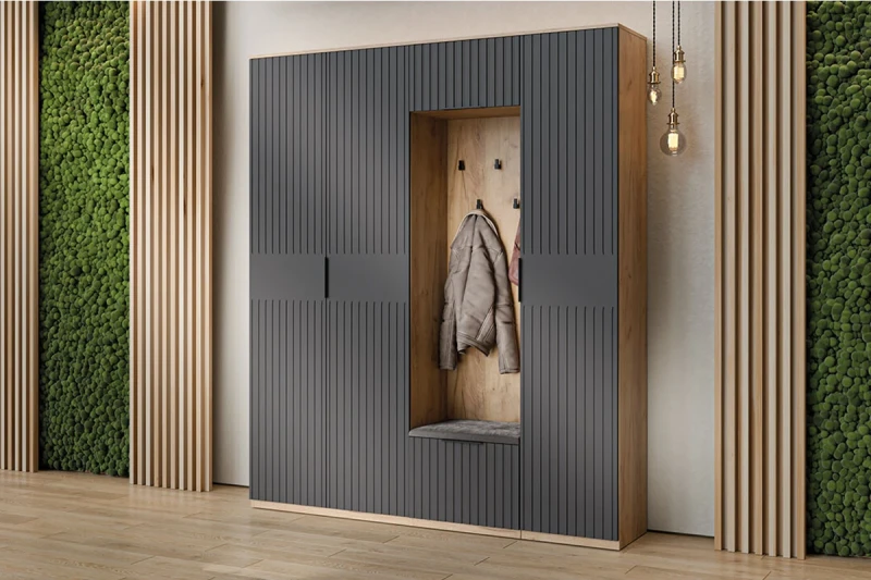 Прихожая Хилтон № 8 (Дуб Крафт золотой/Графит матовый) - заказать на Ozerco.com Прихожая Хилтон № 8 (Дуб Крафт золотой/Графит матовый) — Мебель-центр Озерцо