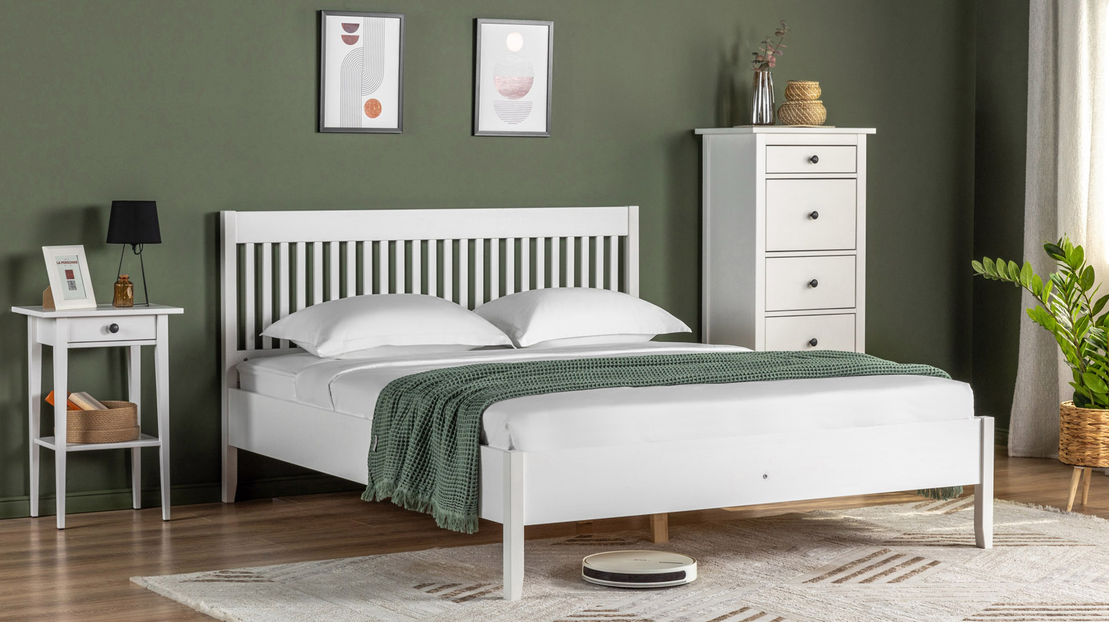 Кровать Maas массив сосны, цвет Белый 140x200 - купить в Озерце