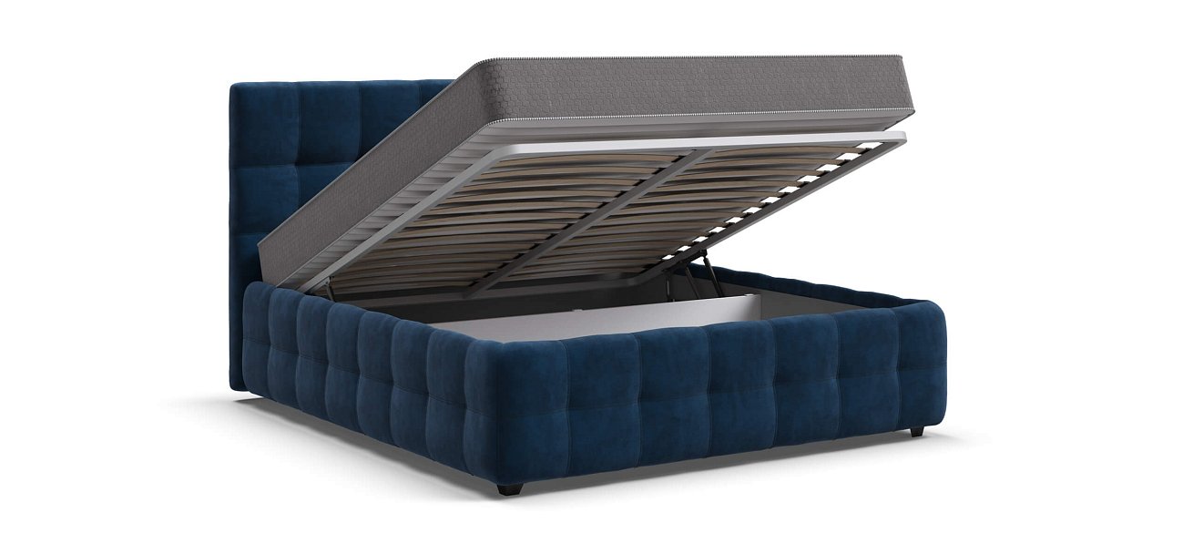 Кровать Босс 160*200 Про велюр Monolit синяя - купить в Озерце