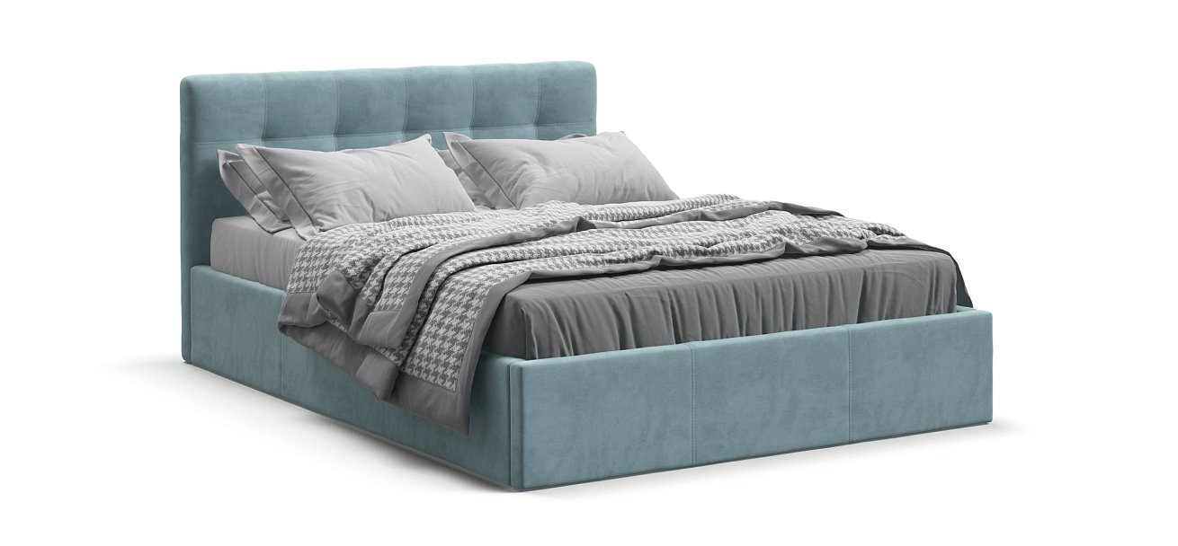 Белла Кровать без ПМ 140*200 Велюр Монолит аква - купить в Озерце