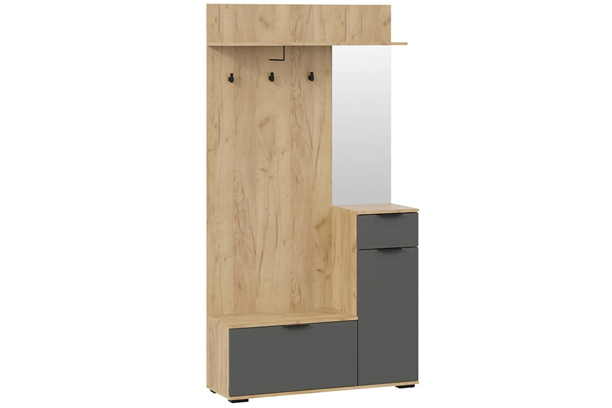 Прихожая Эвита №1 (Дуб Крафт золотой/Графит серый) — Мебель-центр Озерцо