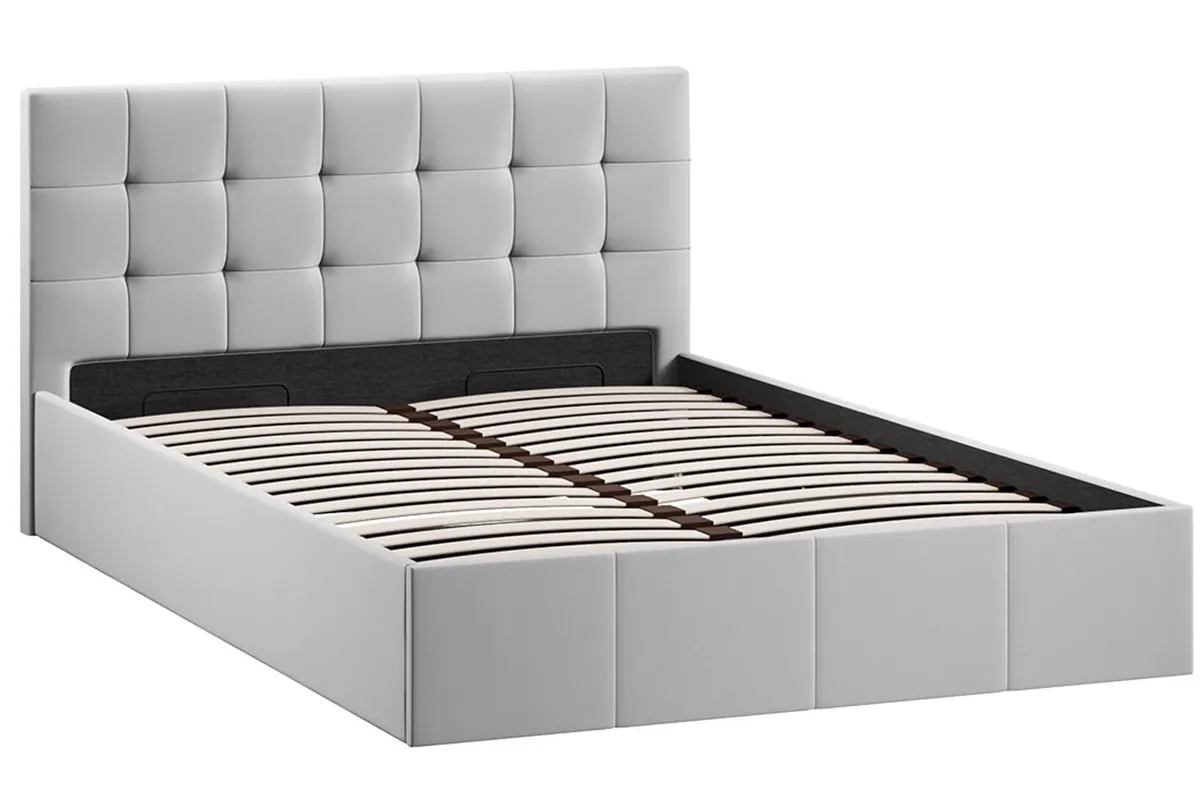Кровать Эмма с ПМ и заглушиной 140х200 (Велюр/Confetti Silver) - купить в Озерце