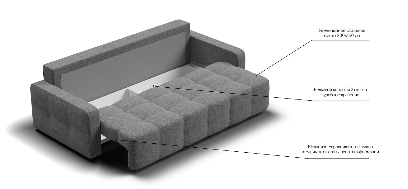 Денди диван Рогожка Мальмо серый — купить в Озерце