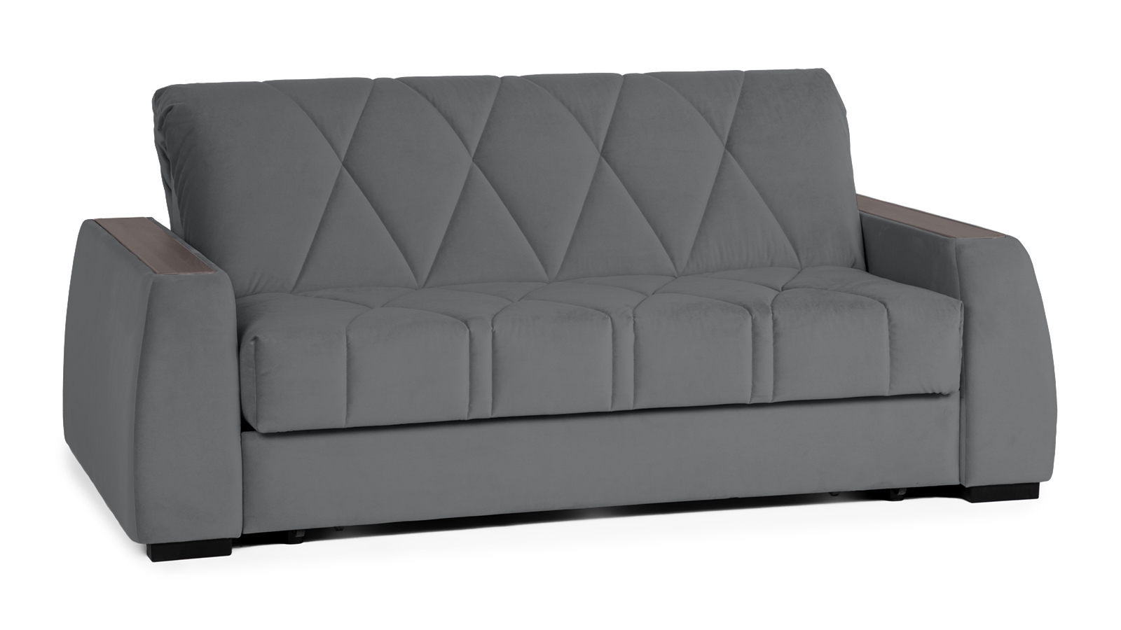 Диван - кровать Domo Pro с накладкой цвета венге, стежка ромб, ткань Sky Velvet 16 160x216 — купить в Озерце