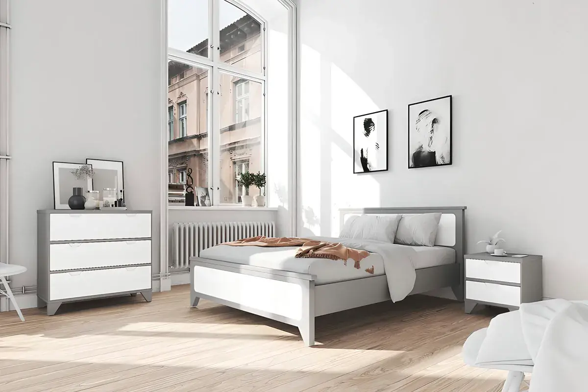 Кровать Соня (массив) 160х200 (Серый/Белый) - купить в Озерце