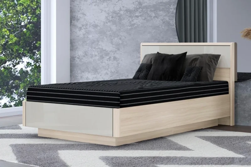 Кровать КР-4002-АС-КГ 140х200 (Ясень Асахи / Кашемир Глянцевый) - купить в Озерце