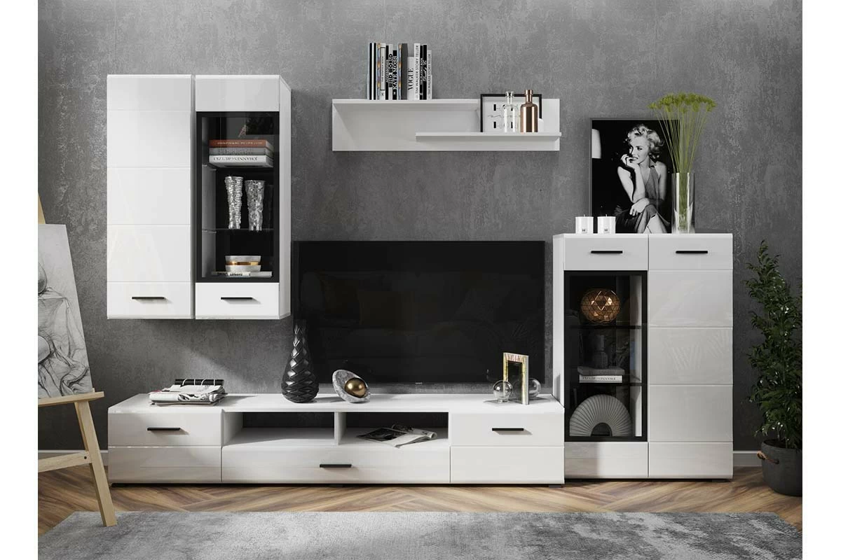 Полка навесная Gloss Белый/Белый глянец (71373116) — Мебель-центр Озерцо