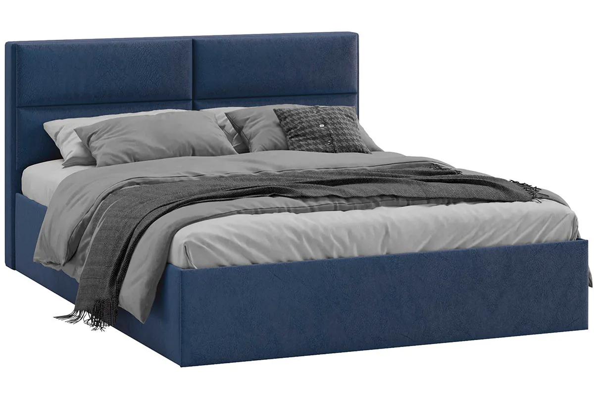 Кровать универсальная Глосс с ПМ Тип 1 и заглушиной 160х200 (Микровелюр/Wellmart Blue) - купить в Озерце