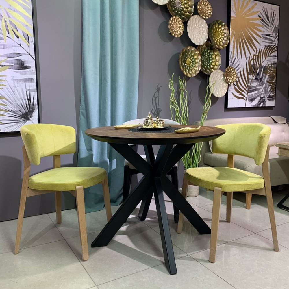 Стол ОКА круглый 1000 натуральный дуб + КСЕ-80 черный - купить в Озерце