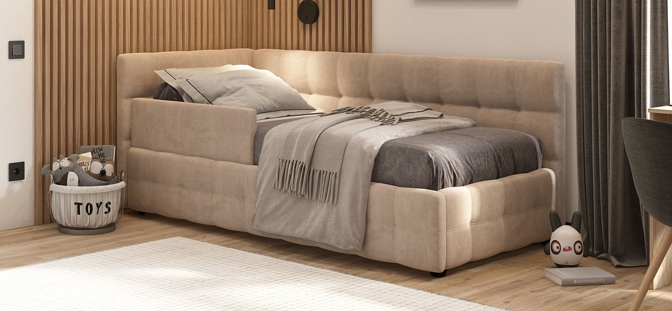 Кровать BOSS mini NEW велюр Monolit латте - купить в Озерце