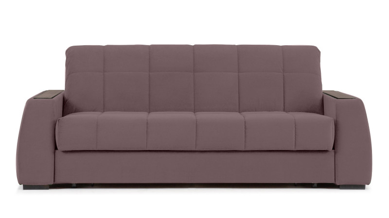 Диван - кровать Domo Pro с полками цвета венге, стежка квадрат, ткань Casanova Lilac 160x216 — в мебель-центре Озерцо