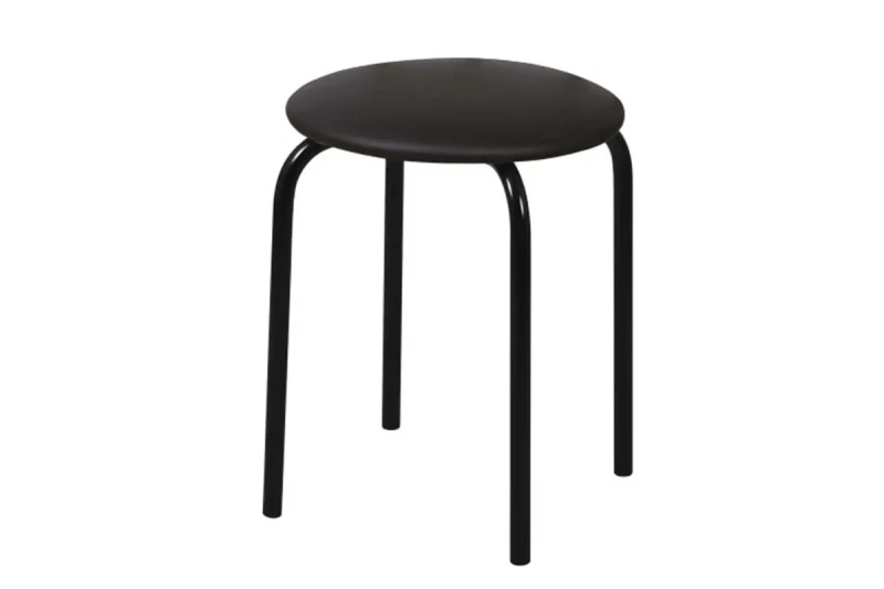 Табурет Эконом каркас черный, экокожа (Экотекс 3029 шоколад) СРП 011 - купить в Озерце