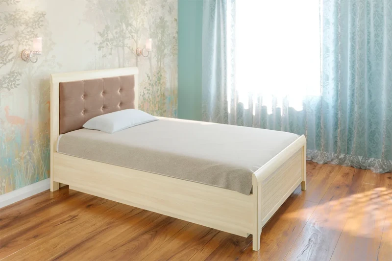 Кровать КР-1032-АС-В с ПМ 140х200 (Ясень Асахи/Велюр) - купить в Озерце