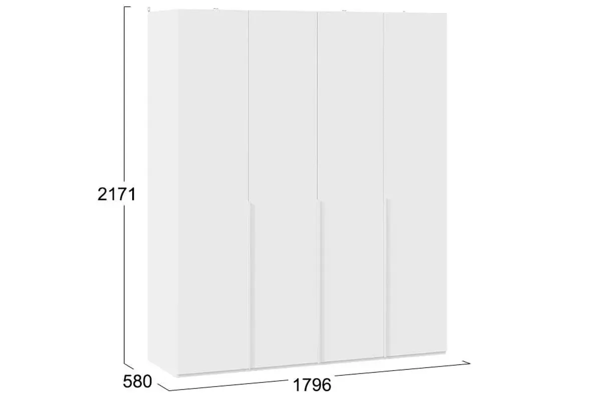 Шкаф для одежды (580) с 4 глухими дверями Порто СМ-393.07.110 (Белый Жемчуг/Белый софт) в мебель-центре Озерцо
