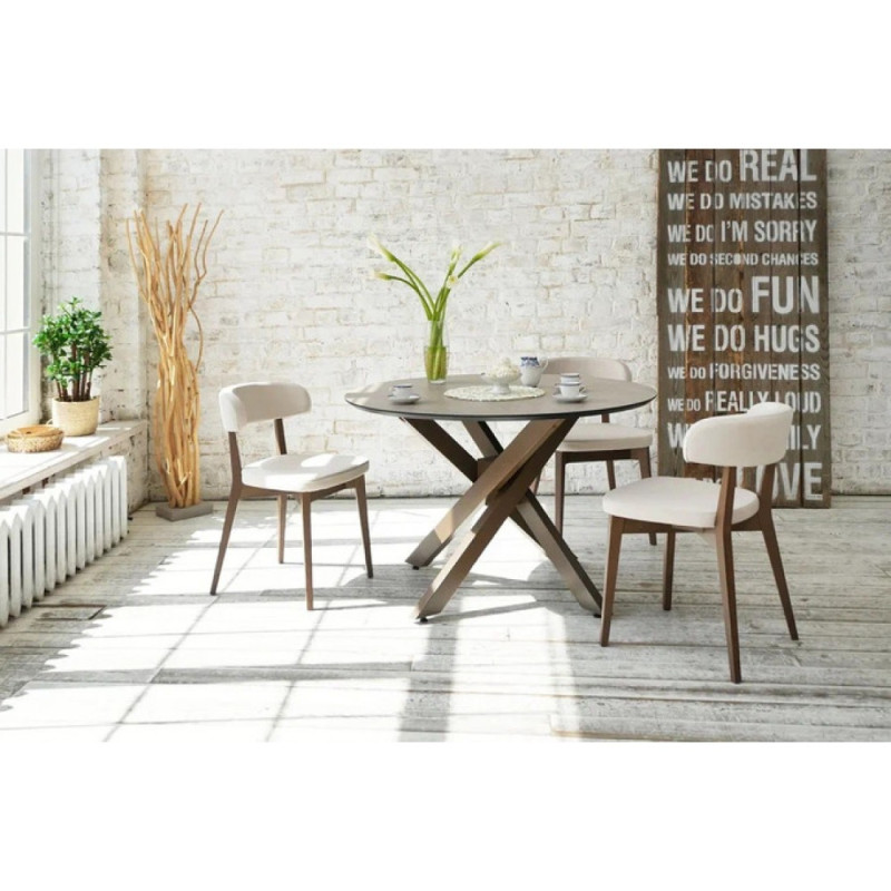 Стол ОСАКА d120 HPL камень беж+черный/дуб олово - купить в Озерце