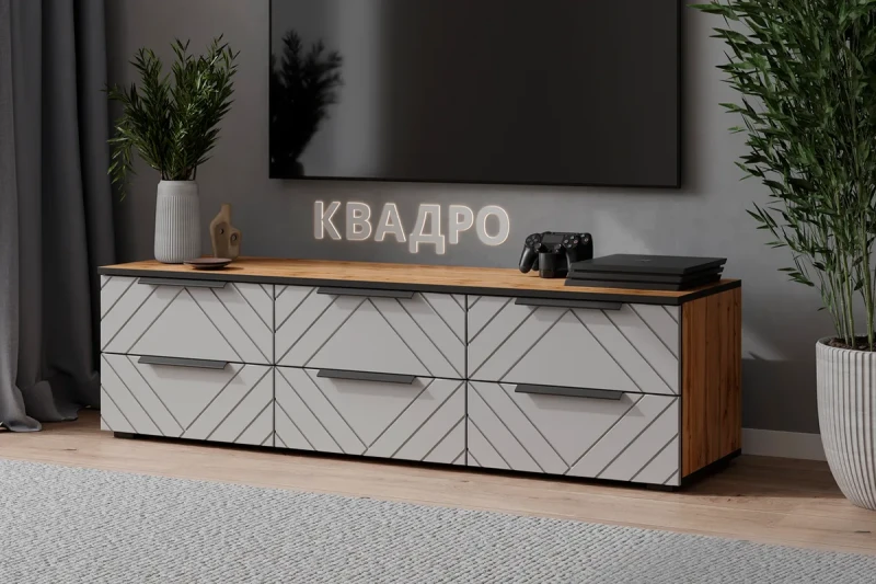 Тумба ТВ Квадро №9 (Дуб вотан / Мартини) — Мебель-центр Озерцо