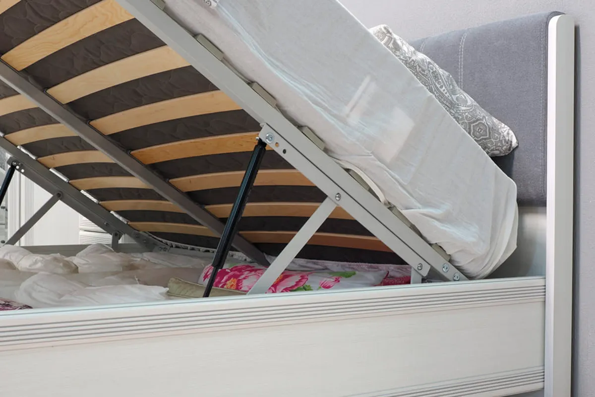 Кровать КР-1013-СЯ-В с ПМ 160х200 (Снежный Ясень/Велюр) - купить в Озерце