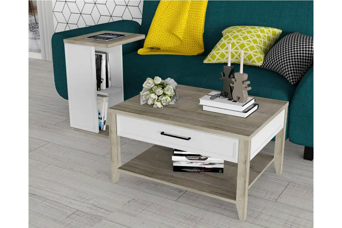 Стол приставной Aurelio 17 (Белый/Блеквуд Сатиновый) — Мебель-центр Озерцо