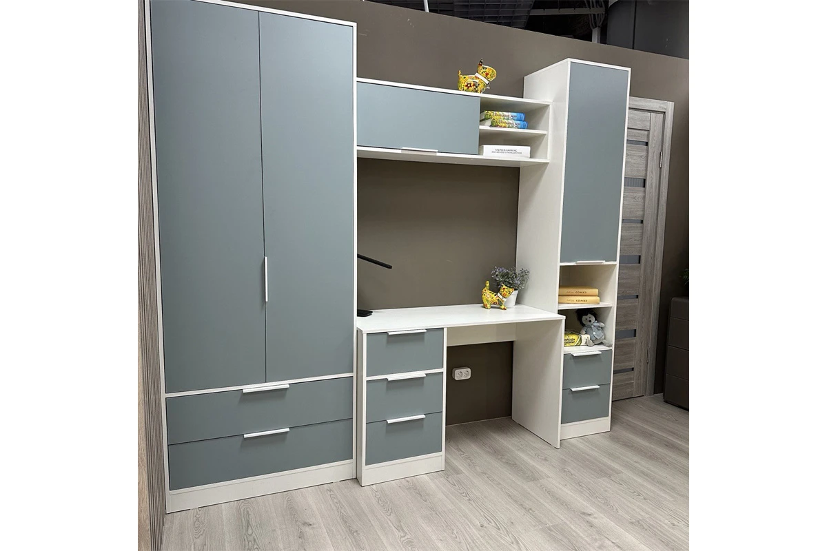 Стол письменный Марли Тип 1 (Белый/Серо-голубой) — Мебель-центр Озерцо