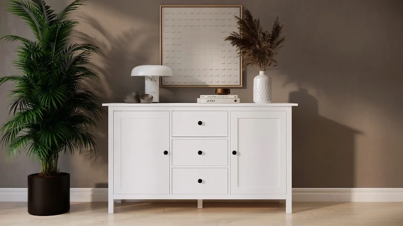 Комод 3 ящика и 2 двери Terek, цвет Белый 47x157 — купить в Озерце