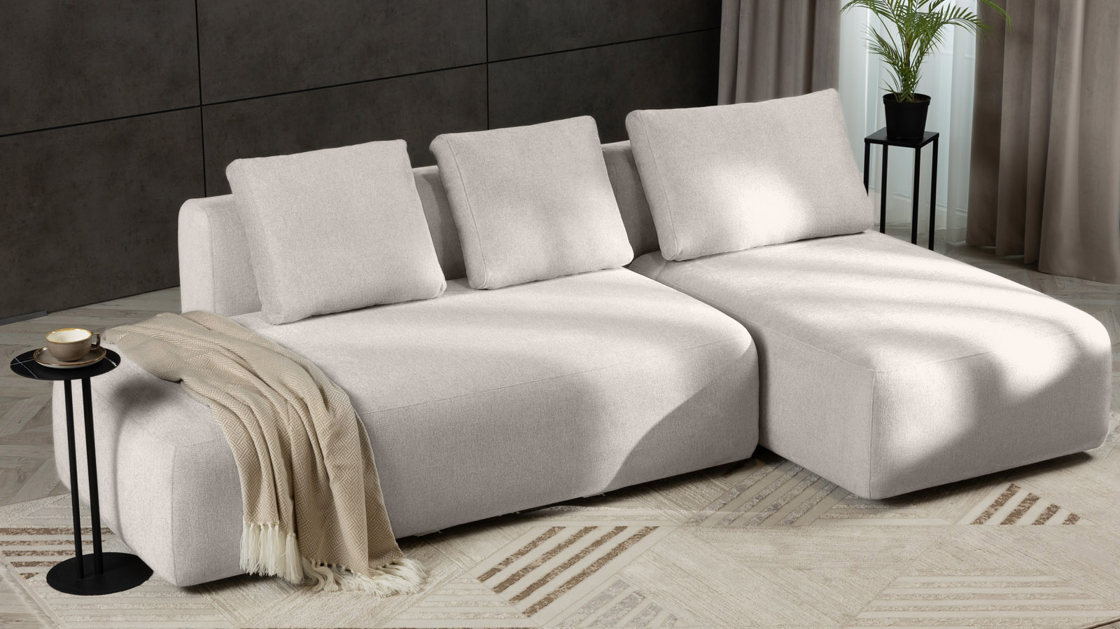 Диван модульный 2-секционный Molto 170+125 ткань Forte 01 147x258 — купить в Озерце