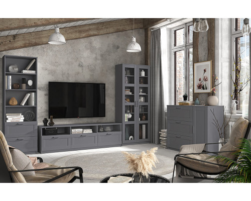 Скаген Графит Шкаф с витриной 2V в мебель-центре Озерцо